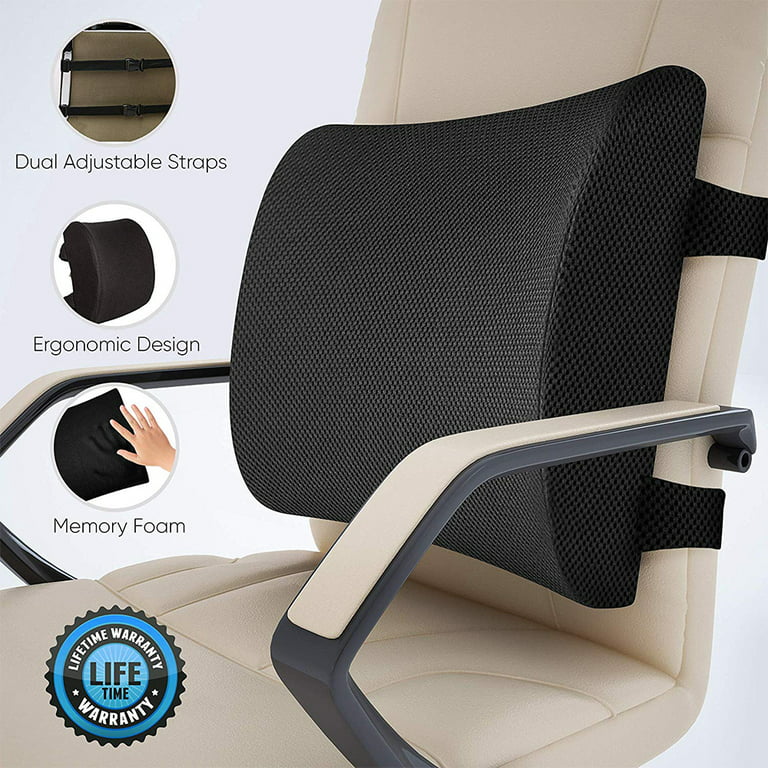 HomChum Memory Foam Lumbar Back Support Pillow and Seat Cushion