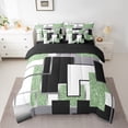 thumbnail image 2 of YST Lime Green Black Grey Comforter Set With Sheets 7 Piece Twin Abstract Geometric Checkered Bedding Set Square Sequins Bed In A Bag For Kids Adults,Geometry Grid Bed Set, 2 of 5