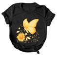thumbnail image 2 of NAMTYQX Floral Tops for Women Breathable Crew Neck Loose Fit Short Sleeve Plus Size Gemusterte Printed Trending Lightweight Womens Tops Casual Black Size 2XL, 2 of 4