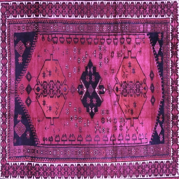 Ahgly Company Indoor Square Persian Purple Traditional Area Rugs, 7' Square
