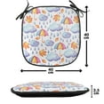 thumbnail image 4 of Autumn Chair Seating Cushion Set of 2, Watercolor Look Rain Umbrella Clouds Pastel Colorful Arrangement, Seat Pads for Office with Anti-slip Backing, 16"x16", Pale Sky Blue Pale Pink, by Ambesonne, 4 of 7
