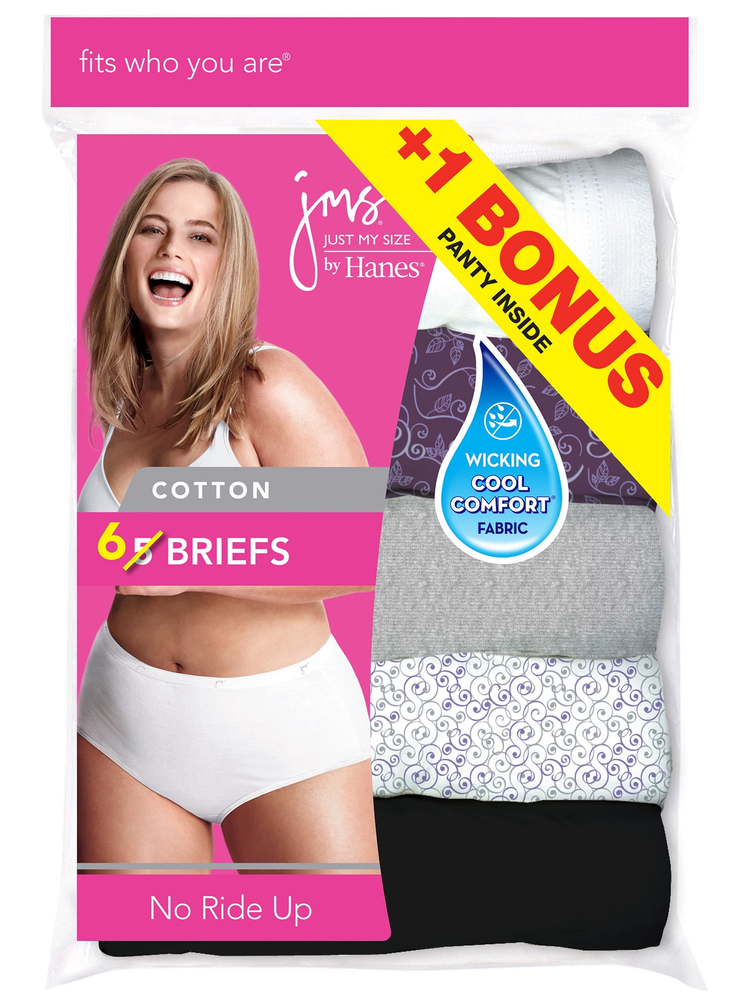 Women's Plus Cotton Brief Panties - 5+1 Bonus Pack