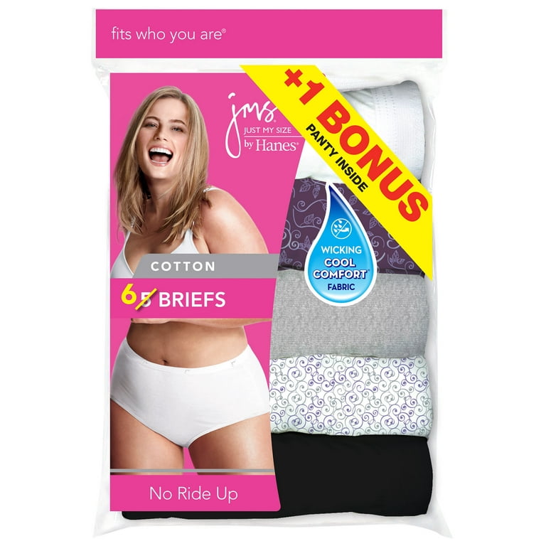Women's Plus Cotton Brief Panties - 5+1 Bonus Pack 
