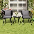 thumbnail image 4 of 3 Piece Outdoor Furniture Patio Bistro Set Balcony Furniture Durable String Conversation Sets Outdoor Patio Chairs Set for Porch Poolside Garden, 4 of 8