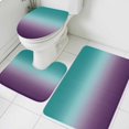 thumbnail image 3 of Teal Purple Ombre Bath Mat 3 Piece Bathroom Rug Set, Turquoise Gradient Modern Abstract Art Non Slip Bath Rug Contour Mat and Toilet Lid Cover, Absorbent Shower Mats Soft Bath Rugs and Mats Sets, 3 of 8