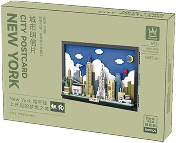 New York City Skyline Building Block Set – 1101 Pieces City Postcard Model Kit, 15.1 x 3.3 x 11.3 in, for Adults ,NYC Landmark-Inspired Display for Home or Office