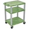 Luxor Tuffy Green 3 Shelf AV Cart w/ Nickel Legs & Electric