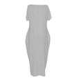thumbnail image 4 of Delconic Women’s Loose Fit Maxi Dress Off Shoulder Short Sleeve Casual Long Dress Soft Lightweight Fabric for Everyday Wear Gray 2XL, 4 of 5