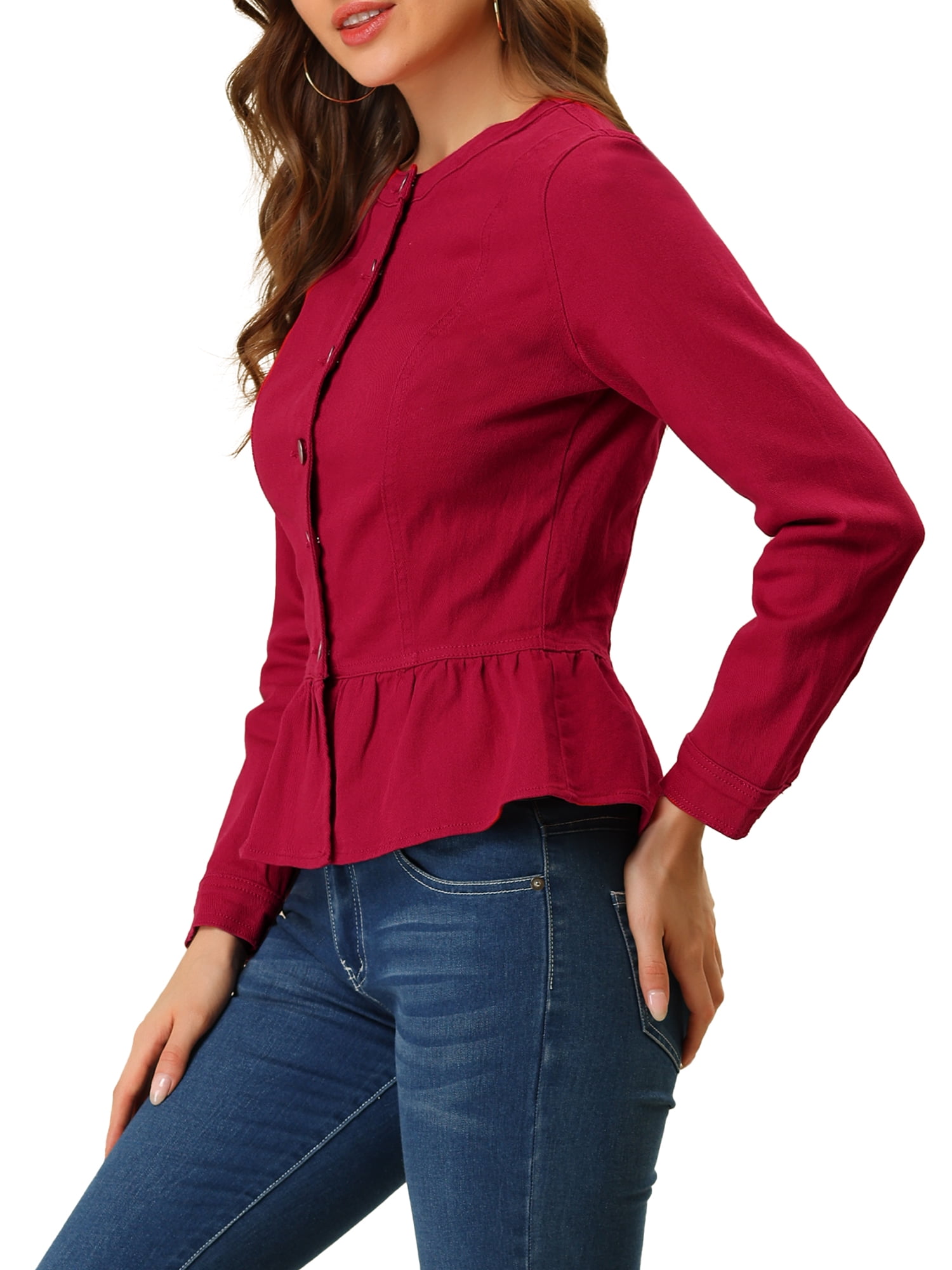 DPTALR Deals of the Day Lightning Deals Today Prime Womens Watermelon Red  Jacket Button down Long Sleeve Jacket Coats Button down Full Sleeve Blouse  Shirts Oversized Tops