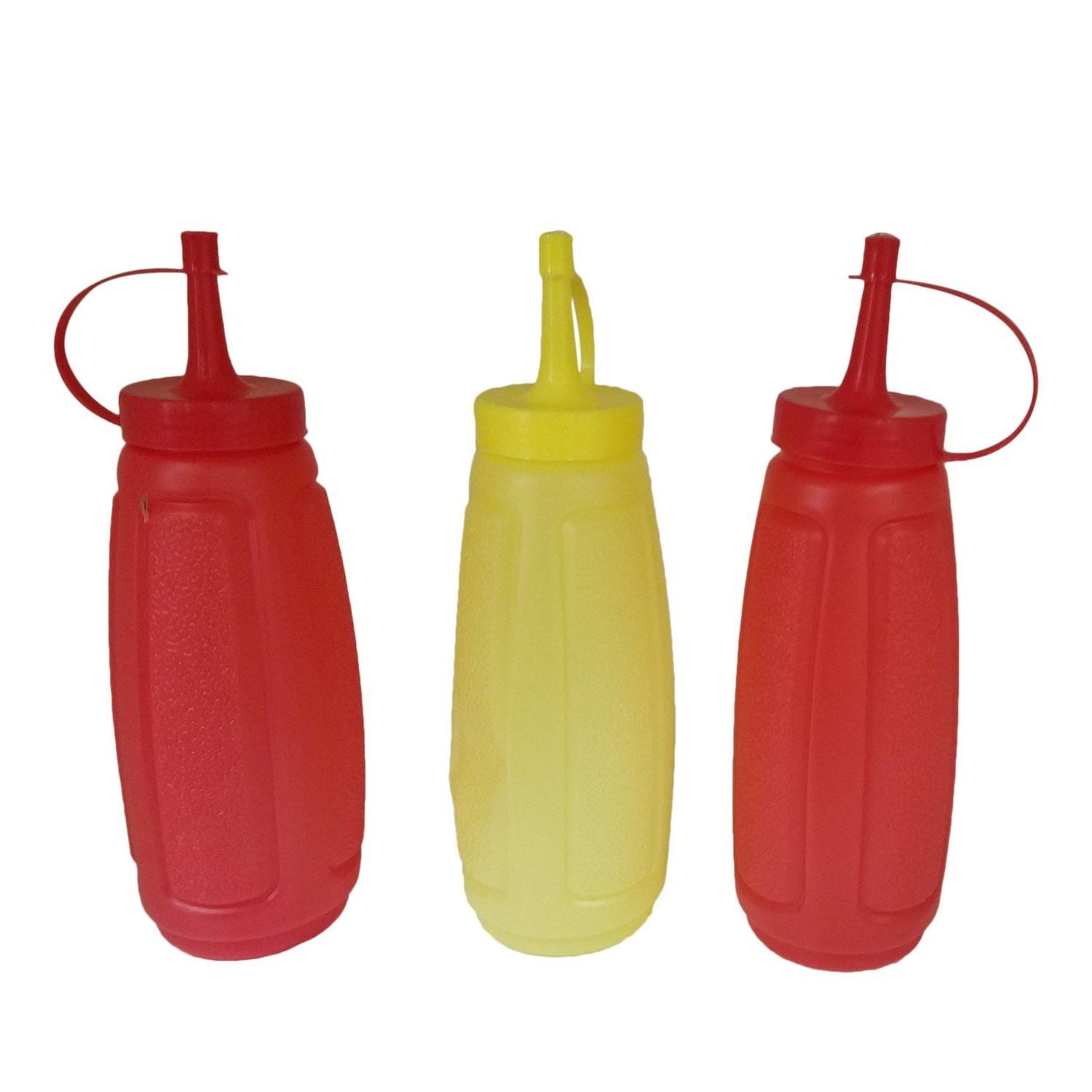 3 12OZ Plastic Squeeze Bottle Condiment Dispenser Ketchup Mustard Sauce Vinegar by NAF Imports