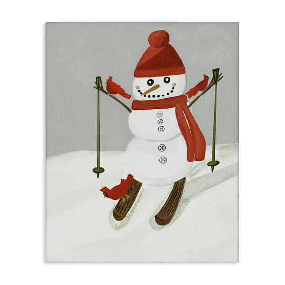 Stupell Industries Snowman Skiing with Cardinals Canvas Wall Art, design by Kristal Clifford, 48 x 36