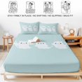 thumbnail image 5 of King Size Fitted Sheet Set - Turquoise Halloween 3 Piece Bedding Sets 16" Deep Pocket Fitted Sheet with 2 Pillowcases, Funny Ghost Cute Cartoon Spooky Brushed Microfiber Hotel Luxury Bed Sheets, 5 of 9