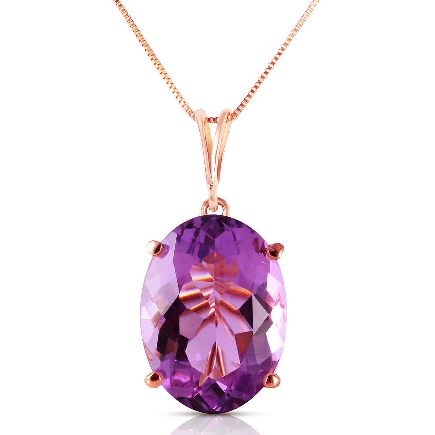 Galaxy Gold 14K Solid Gold 7.5 Carat Natural Amethyst Oval Cut Necklace for Women - Rose Gold Fine Jewelry
