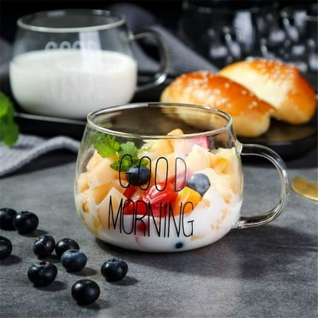 Personalised Transparent Clear Glass Good Morning Coffee Cup Handmade  Glassware Breakfast Cup Dessert Server Mug Set Gift Idea 