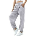 thumbnail image 5 of BODOAO Sweatpants for Women High Waist Lounge Jogger Pants Solid Color Baggy Lightweight Comfy Trousers with Pocket Solid Color Sports and Leisure Pant Wide Leg Pants Light Ashy Xl, 5 of 8