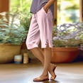 thumbnail image 2 of Resicozy Capri Pants for Women 2026 Knee Length Cotton Linen Capris Summer Straight Leg Loose Beach Bermuda Shorts with Pockets Pink L, 2 of 7