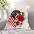 thumbnail image 3 of 4th of July Pillow Covers Set of 4 Vintage Wood Grain Memorial Day American Flag Flower Wreath Patriotic Throw Pillow Covers Cushion Case Independence Day Home Decor (Wreath, 18" x 18"), 3 of 4