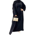 thumbnail image 3 of Vestido Abaya musulmán para mujer, conjunto de tres piezas, bata de oración islámica, frente abierto, vestido maxi cárdigan fluido, 3 of 5