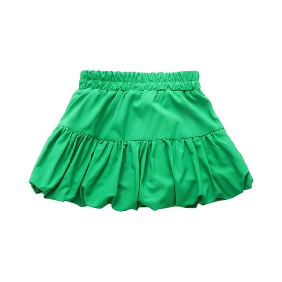 YOUYEDIAN Green Skirts for Kids Puffy Stretchy Waist Girls Tutu Skirt Summer Cute Cheer Skirt Plain Dance Skirt,Green 6-7 Years