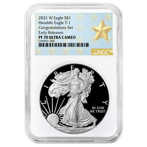 2021-W Proof $1 Type 1 American Silver Eagle Congratulations Set NGC PF70UC ER West Point Star Label