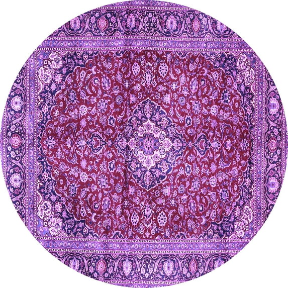 Ahgly Company Indoor Round Medallion Purple Traditional Area Rugs, 8' Round