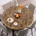 thumbnail image 2 of HAHDAXIA Round Waterproof Table Cover Elastic Tablecloth Vinyl Fitted Table Cover Elastic Edged Plastic Table Cover, Fits Tables up to 45"-56" R, Marble Brown, 2 of 7