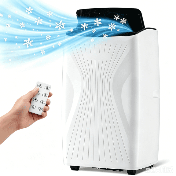 Lumiparty 12,000 BTU Portable Air Conditioner with Remote & Window Kit for Rooms up to 550 Sq. Ft., White