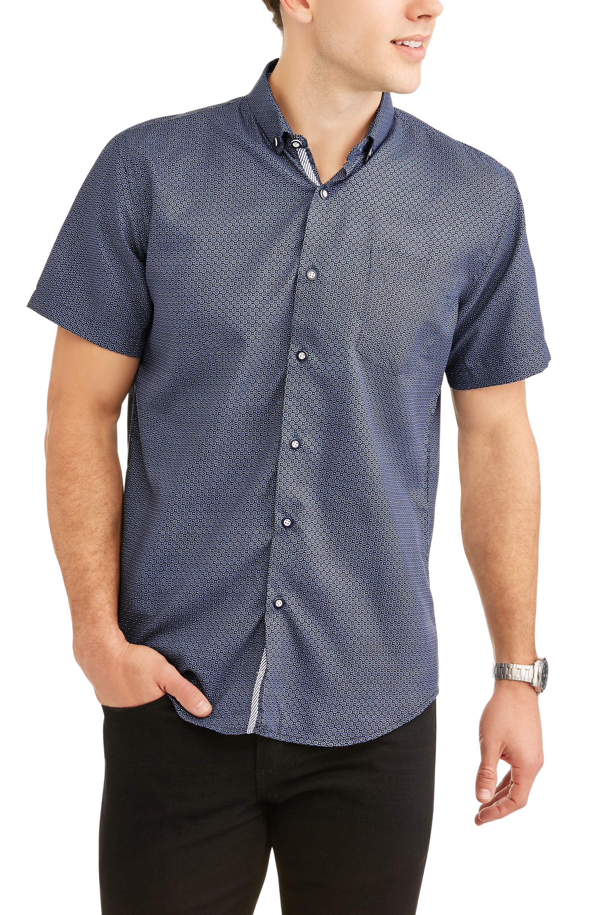 Interaffair Men's Printed Microfiber Woven Short Sleeve Shirt - Walmart.com