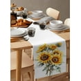 thumbnail image 3 of Sunflower Burlap Cotton Table Runner 13x90 Inches Long, Wildflower Garden Floral Watercolor Yellow Farmhouse Table Runners, Outdoor Dining Tablecloths Decor for Baby Shower/Party/Wedding, 3 of 6