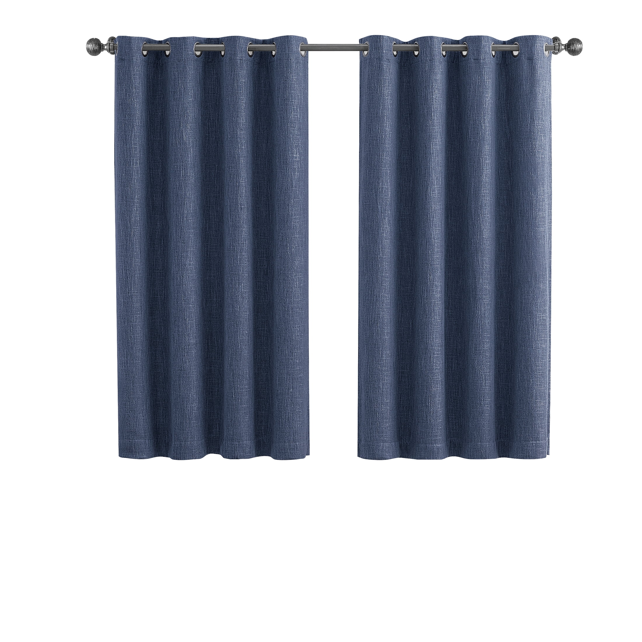 Better Homes & Gardens Woven Textured Grommet Blackout Curtain Panel, 1-Piece, Blue, 50 in W x 63 in L