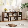 thumbnail image 2 of 8 Cube Storage Organizer, 2 Tier Multipurpose Display Shelf w/Open Storage & 2 Anti-Tipping Kits, 8-Cube Wooden Bookcase for Living Room, Bedroom, Study, Home, Office (Brown), 2 of 18