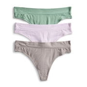 Joyspun Women's Ribbed Modal Thong Panties, 3-Pack, Sizes XS to 3XL