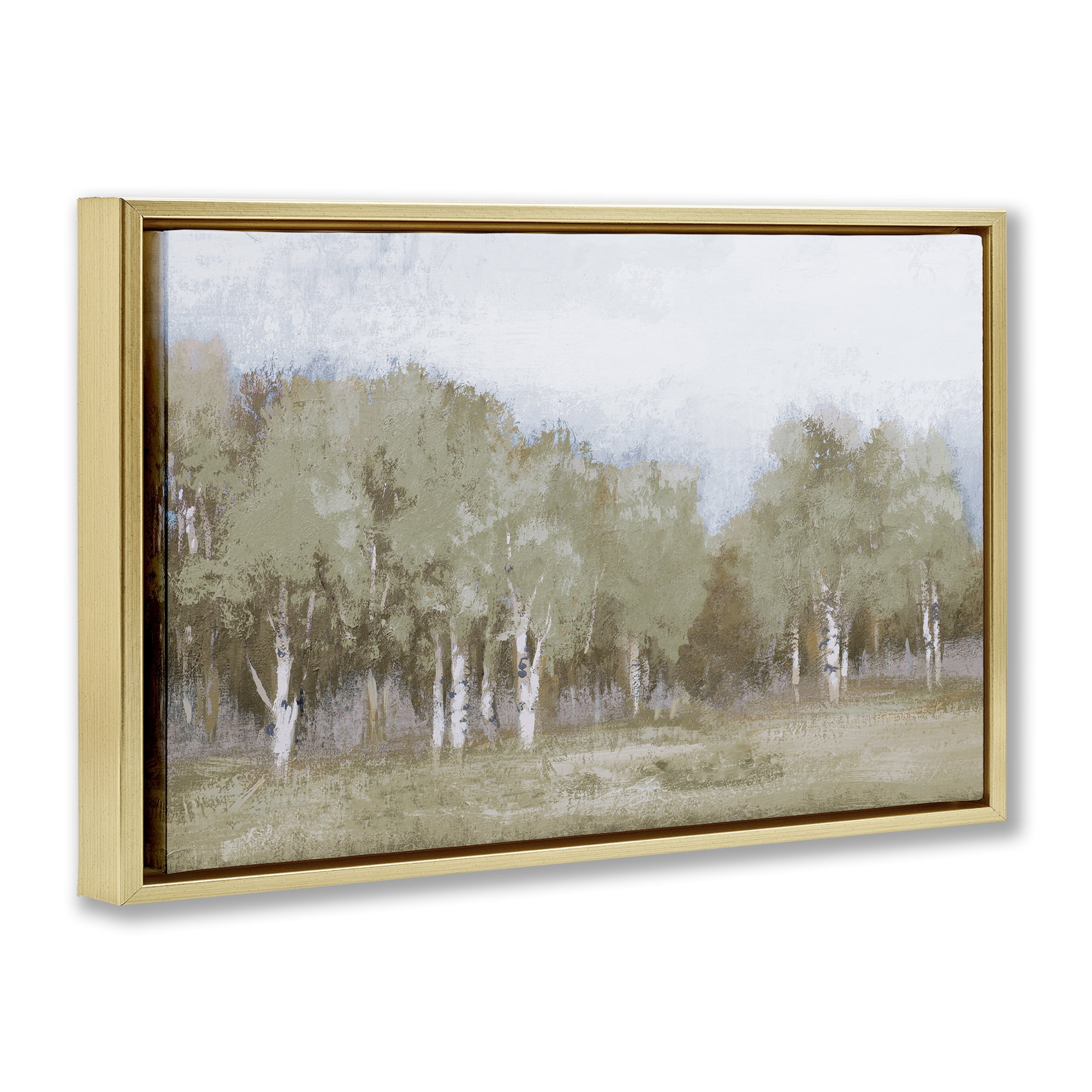 Stupell Industries Autumn Greens Tranquil Trees Gold Framed Floater Canvas Wall Art, design by Michael Marcon