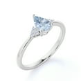 thumbnail image 4 of JeenMata 1.10 Carat Pear Shaped Created Aquamarine Wedding Ring in 18k White Gold over Silver, 4 of 6