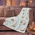 thumbnail image 6 of Sea Otters with Wildflowers and Ripples, Calm Watercolor Style for Otter Lovers, Cozy Blue Meadow Pattern, Flannel Blanket for Living Room and Bedroom, Birthday Gift and Cute Home Decor, 6 of 9