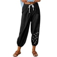 thumbnail image 1 of VEKDONE Pantalon Long en Coton et Lin pour Femmes Imprimé Noir m, 1 of 6