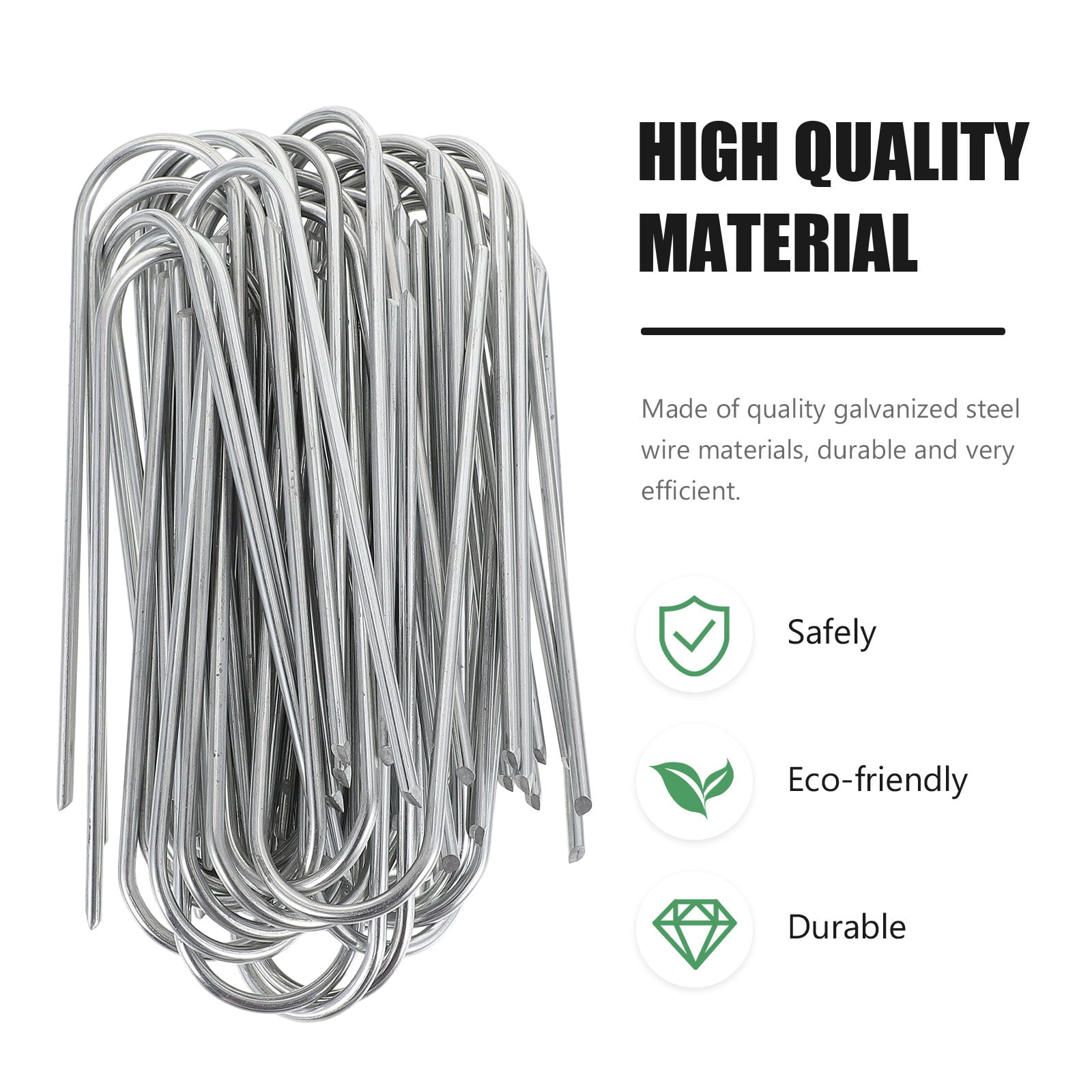 Mobutofu 50Pcs Silver U-shaped Metal Stakes For Ground Anchoring Tents And Canopies