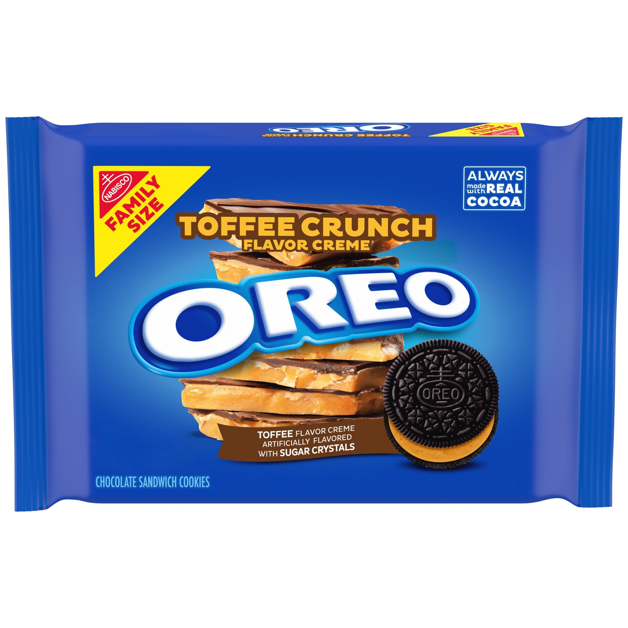 (3 pack) OREO Toffee Crunch Creme with Sugar Crystals Chocolate Sandwich Cookies, Family Size, 17 oz
