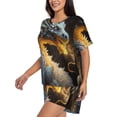 thumbnail image 2 of Rateoe Golden White Fire Dragon Pattern Women's Short-Sleeved Pajama Set - 2 Piece Soft and Lightweight Sleepwear Set-XX-Large, 2 of 7