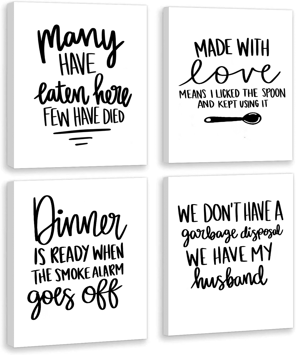 4 Pieces Kitchen Dining Room Wall Decor, Funny Vintage Quotes Sayings