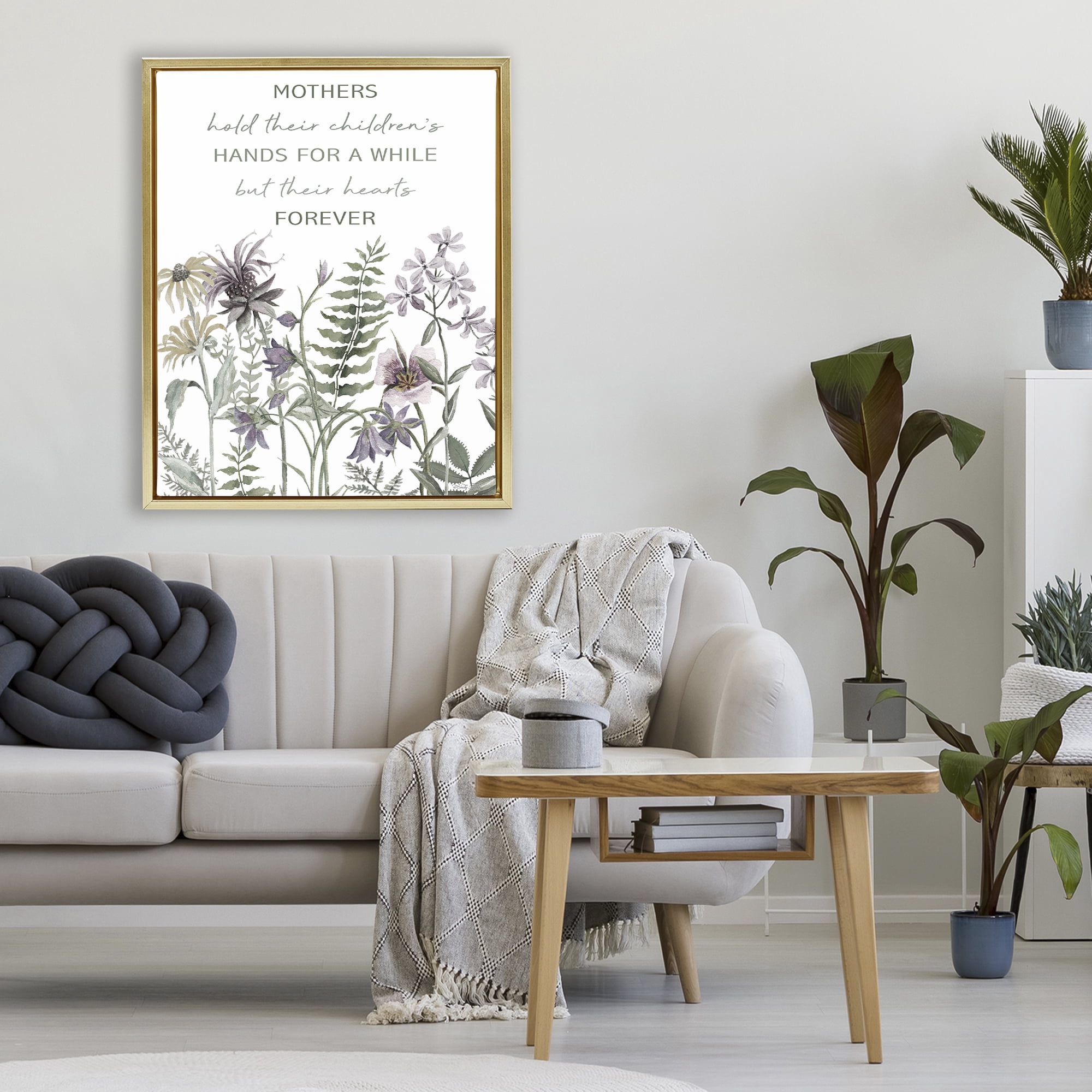 Stupell Industries Mother's Hold Parenting Sentiment Gold Framed Floater Canvas Wall Art, design by Cindy Jacobs