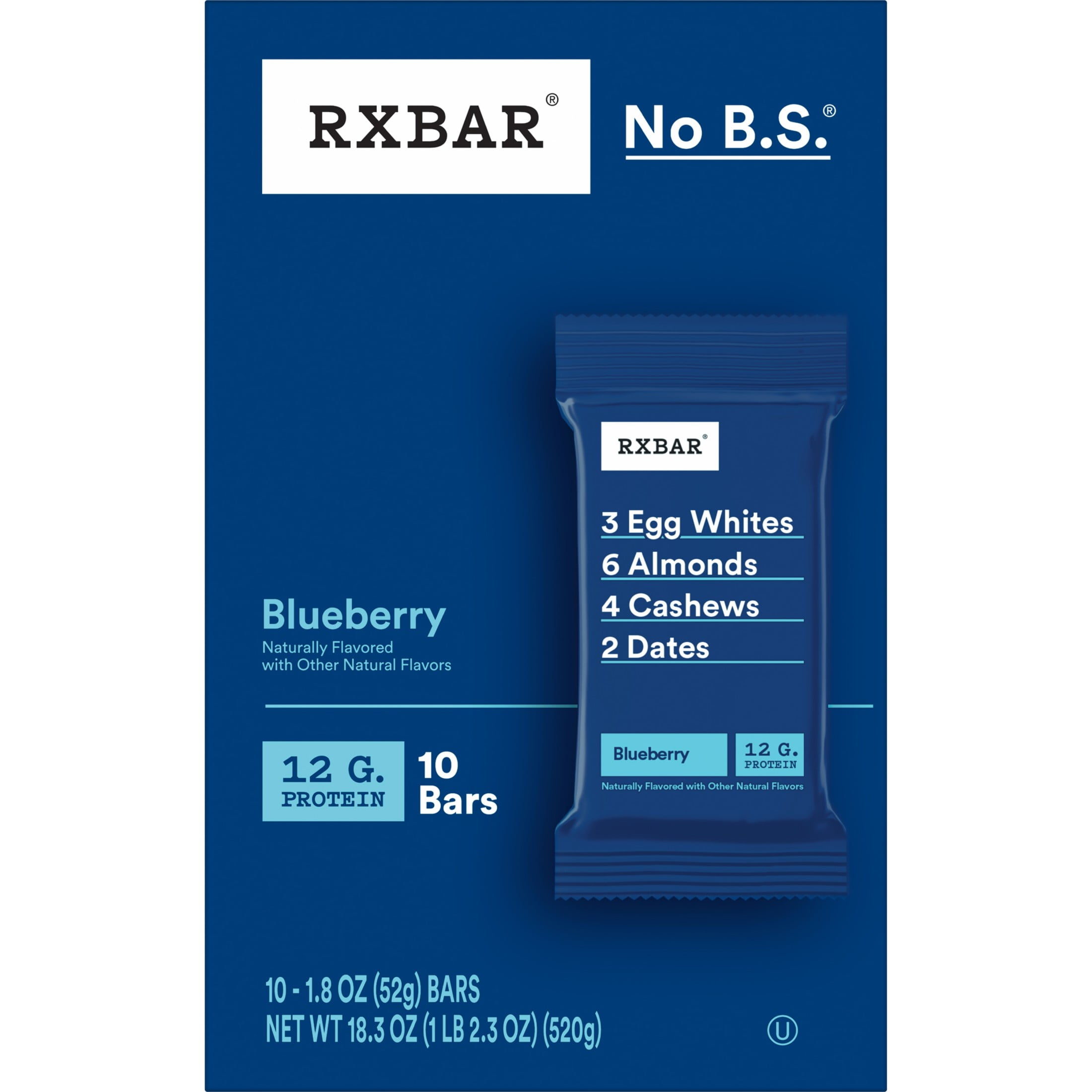 RXBAR, Blueberry Gluten-Free Protein Bars, 10 Count