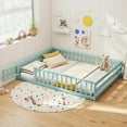 thumbnail image 2 of Costway Full Size Floor Bed with Full Length Safety Guardrails & Door for Boys, Girls Icy Aqua, 2 of 10