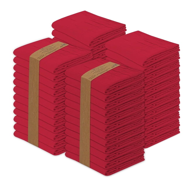 RUVANTI Serviettes en Sac de Farine 50 Unités 28x28 Pouces, Torchon 100 % Coton, Réutilisable, Lavable en Machine, Absorbantes - Chiffon Parfait pour Sécher la Vaisselle et Nettoyer - Rouge