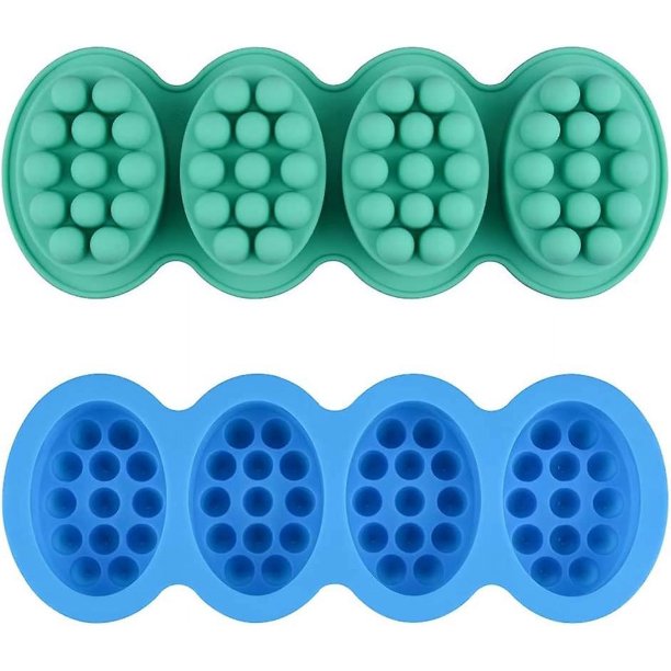 Molde Paquete de 2 moldes de jabón de silicona para barra de masaje - Moldes de silicona para hacer jabón, moldes de jabón hechos a mano, antiadherentes y sin Bpa (azul y verde men