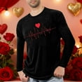 thumbnail image 4 of NuoCaiYun Valentine's Day Pajamas T-shirt for Men Casual Crew Neck Pullover Long Sleeves Loose Blouses, 4 of 6