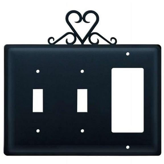 1 GFI and 2 Switch Cover with Heart Accent, Black