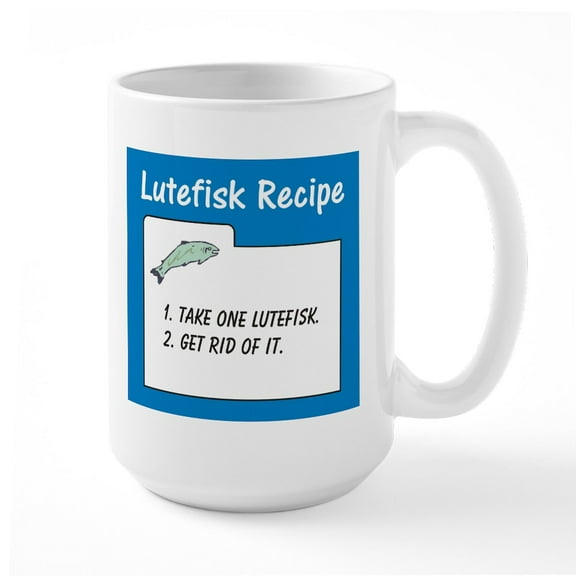 CafePress - Lutefisk Recipe Mugs - 15 oz Ceramic Large White Novelty Mug