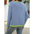 thumbnail image 5 of Womens Sweaters Long Sleeve Crew Neck Color Block Striped Casual Knitted Pullover Tops Blue M, 5 of 6