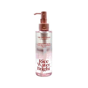 (3 pack) The Face Shop Rice Water Bright Light Facial Cleansing Oil, Daily Makeup Remover, Oil Cleanser, Vegan, Korean Skin Care with Jojoba Oil, Face Wash for Sensitive, Normal & Oily Skin, Face Pore Cleanser